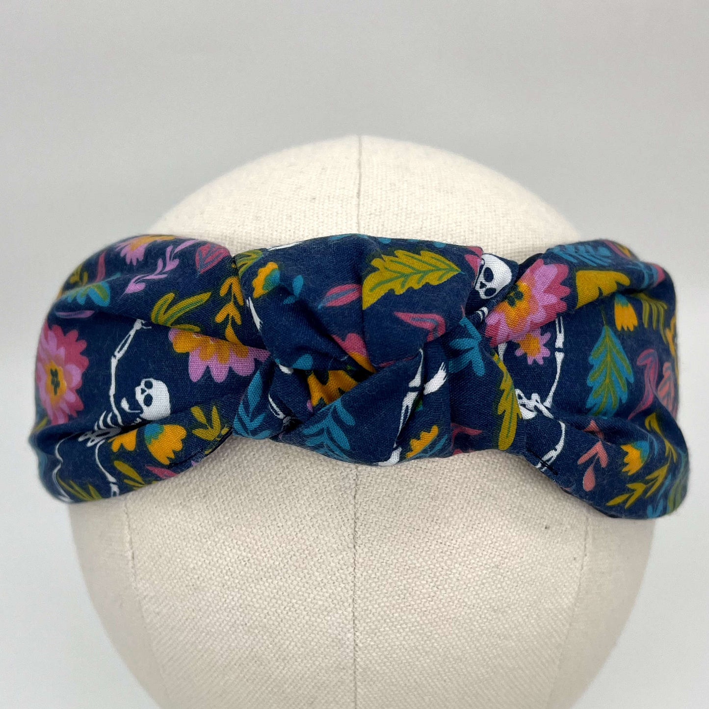 Floral Skeleton Classic Knot Headband in Blue