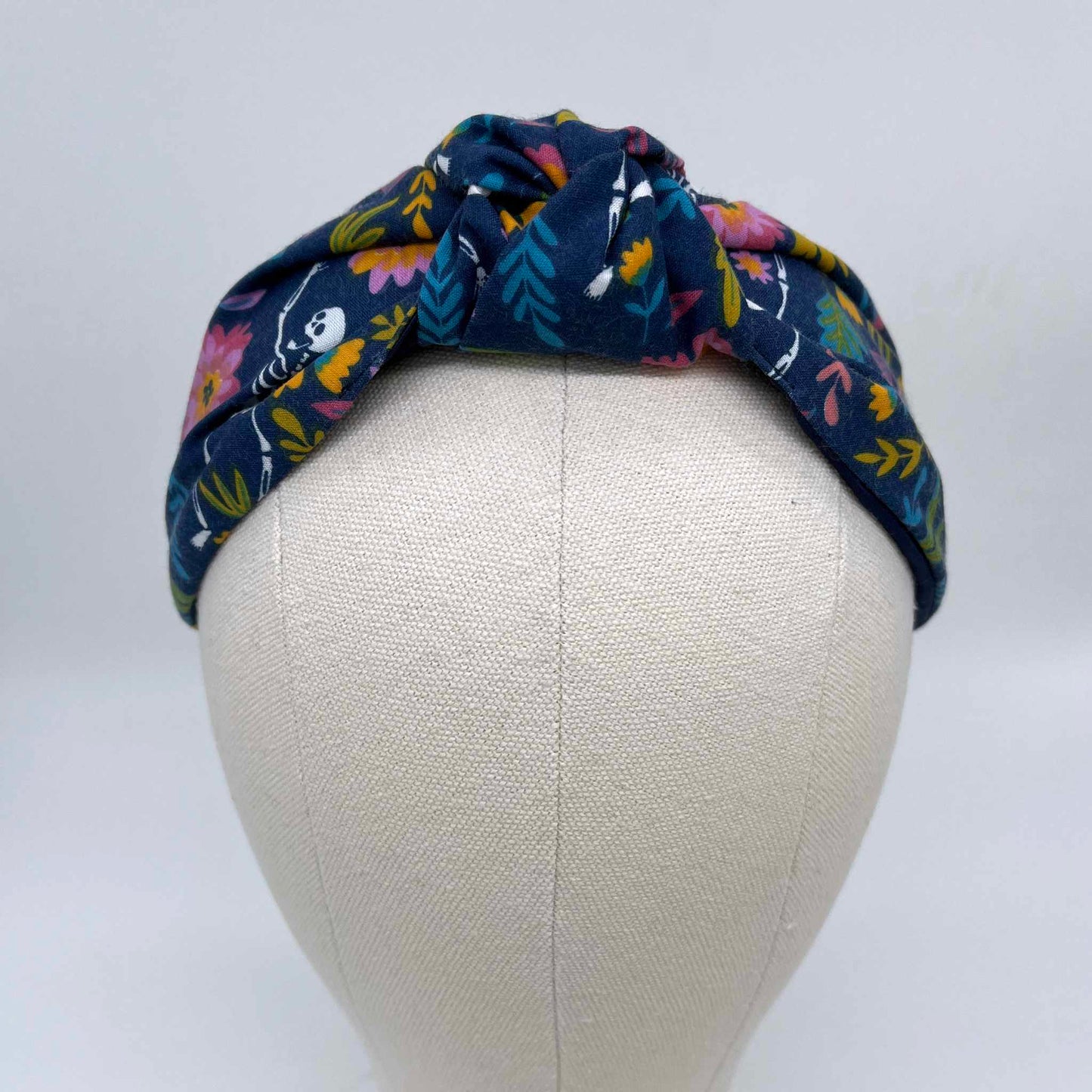 Floral Skeleton Classic Knot Headband in Blue