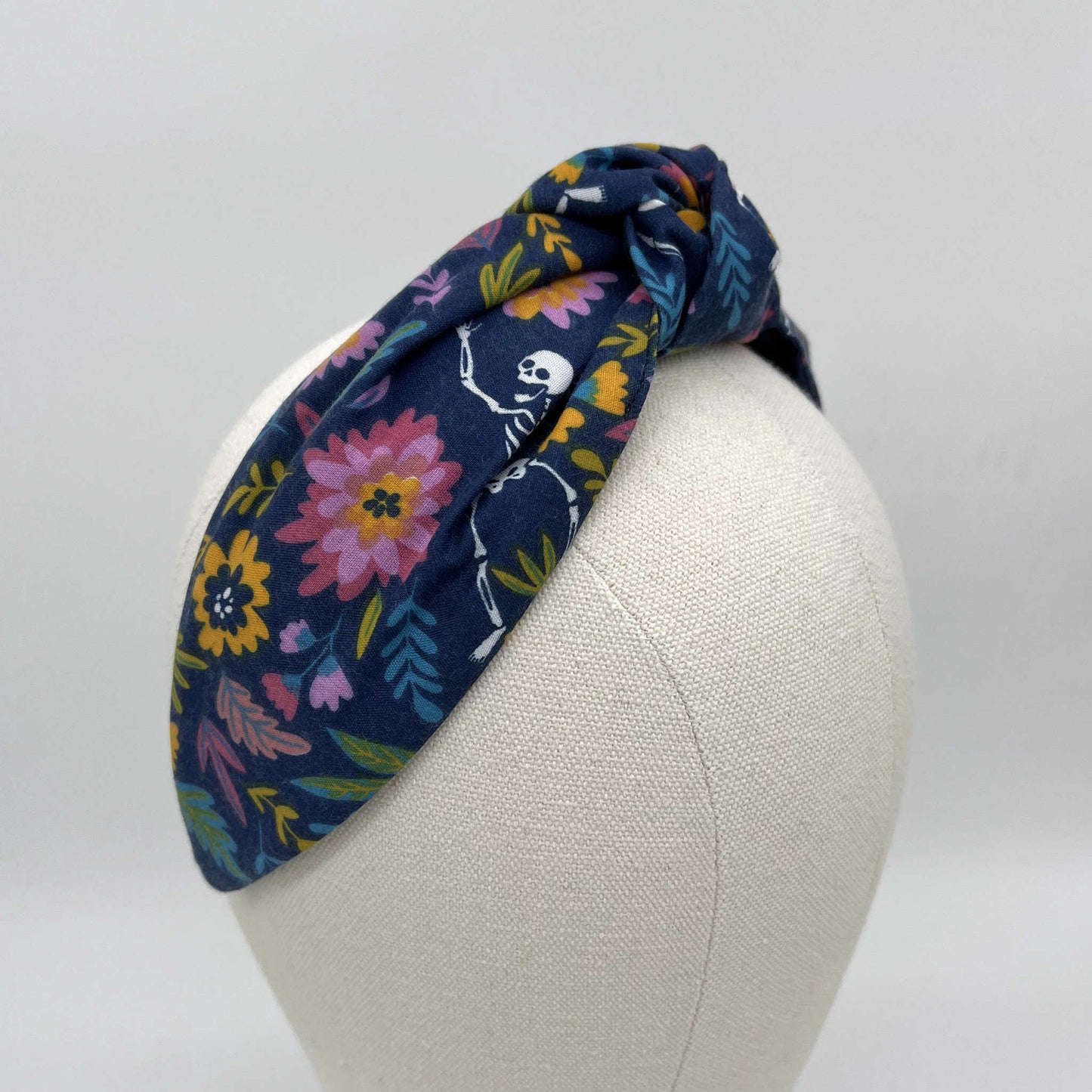 Floral Skeleton Classic Knot Headband in Blue