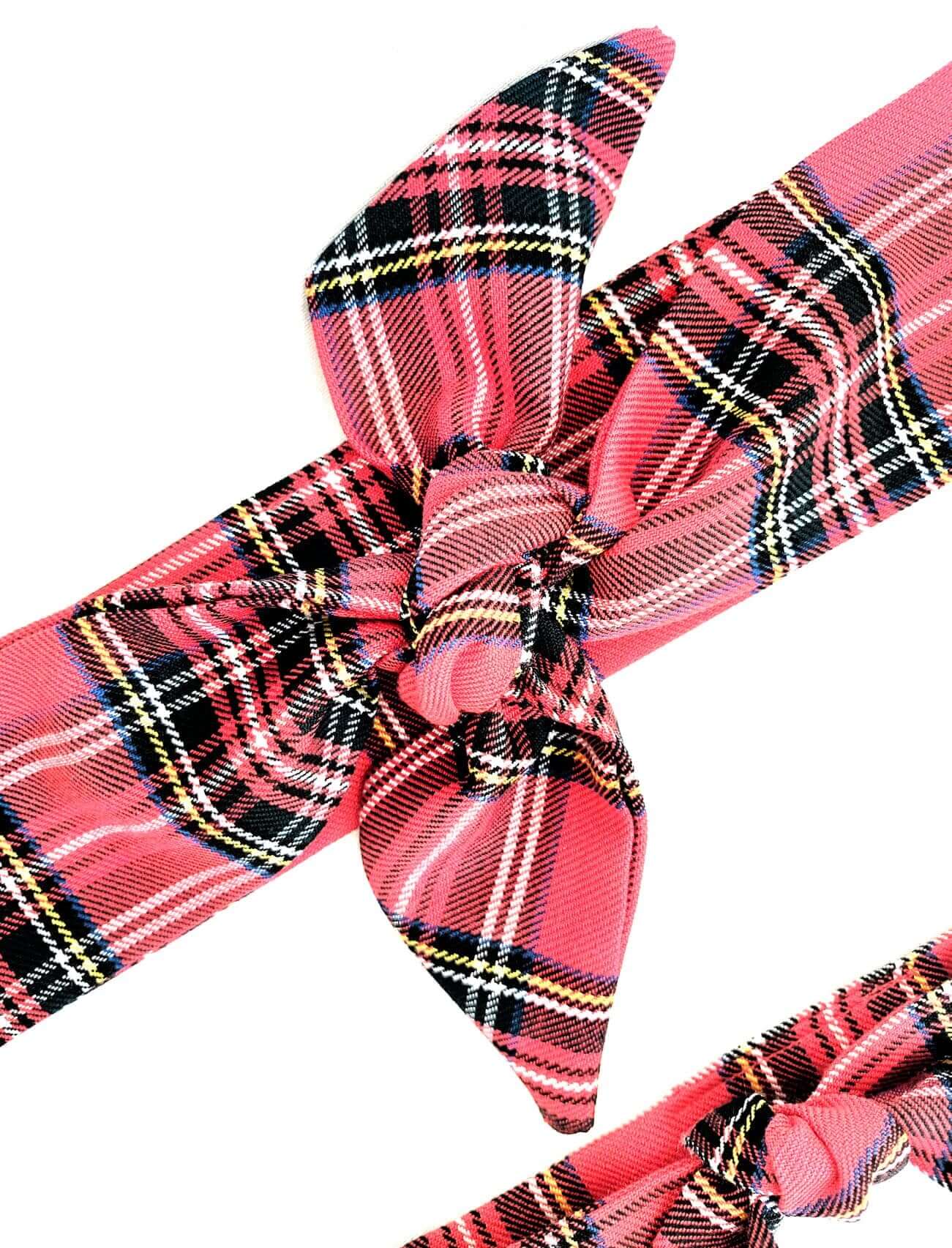 Traditional Red Tartan Soft Cotton Headscarf / Women's Tie Headscarf / Hair Wrap / Red hairband