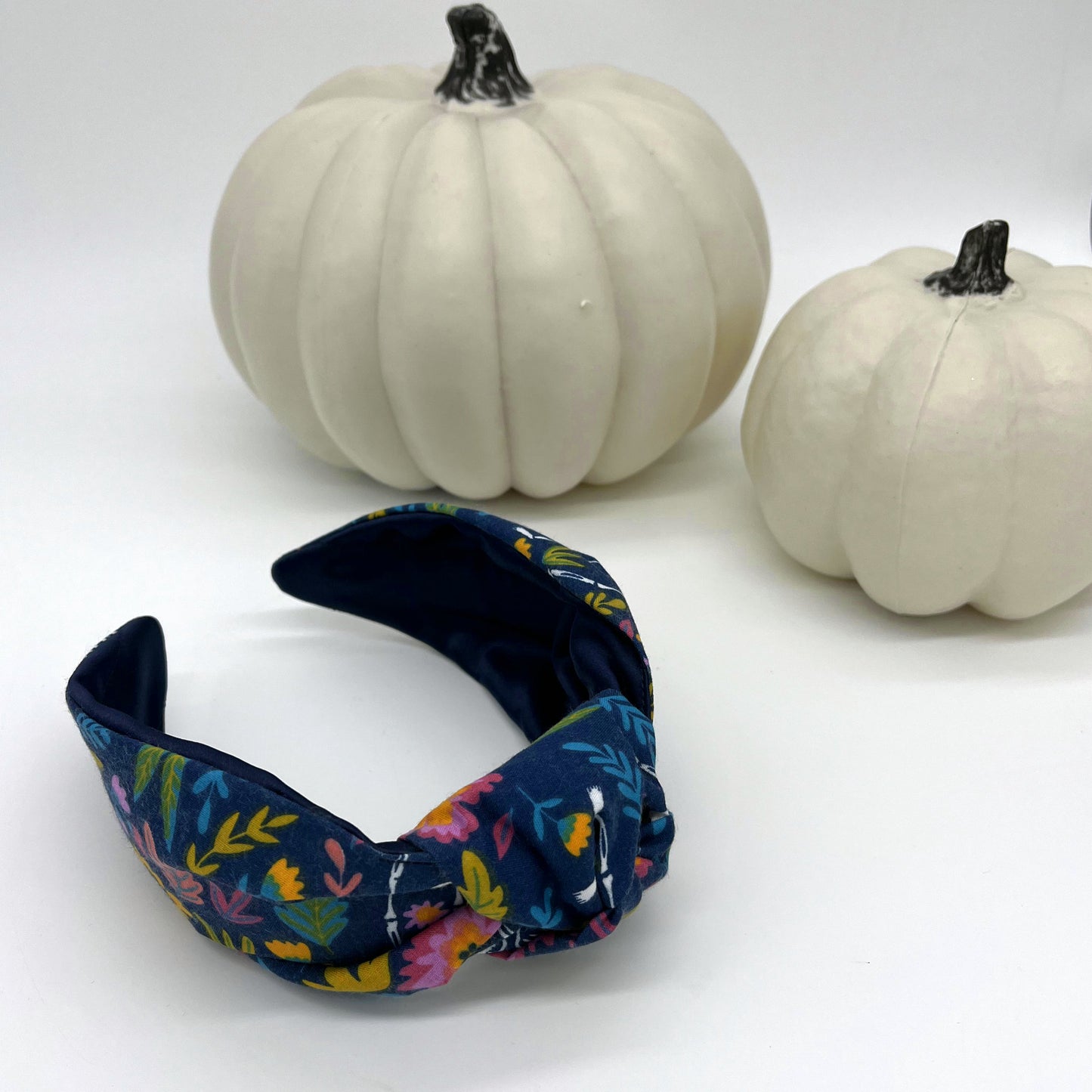 Floral Skeleton Classic Knot Headband in Blue