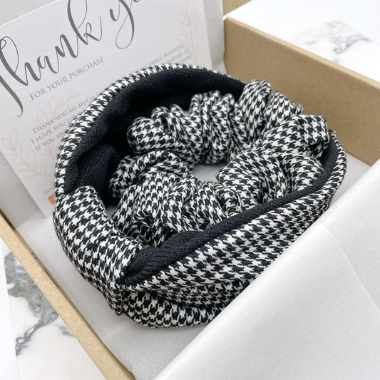 Houndstooth Flat Knot Headband & Scrunchie Gift Set