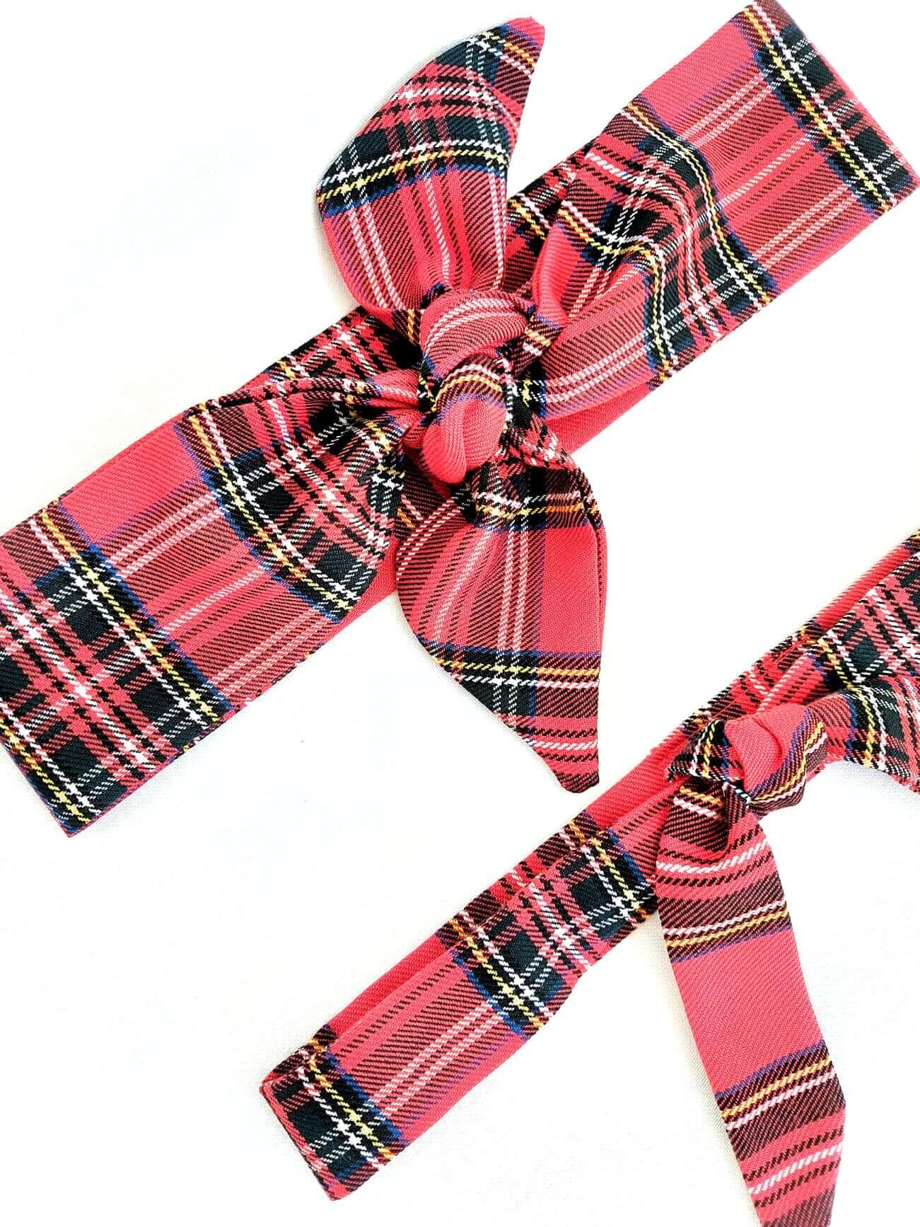 Traditional Red Tartan Soft Cotton Headscarf / Women's Tie Headscarf / Hair Wrap / Red hairband